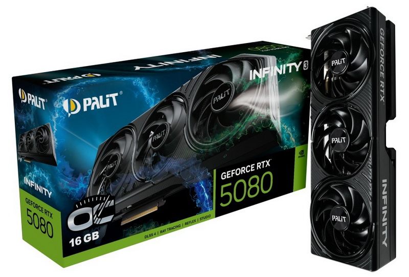 パリットは、RGB ライティングなしでGeForce RTX 5080 Infinity 3を、オーバークロック版と通常版の両方で発表しました