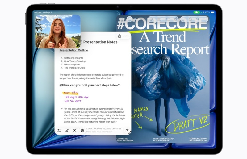 AppleはM4チップ搭載の更新版iPad Airを発売し、RAMが12 GBで開始価格は$599です。