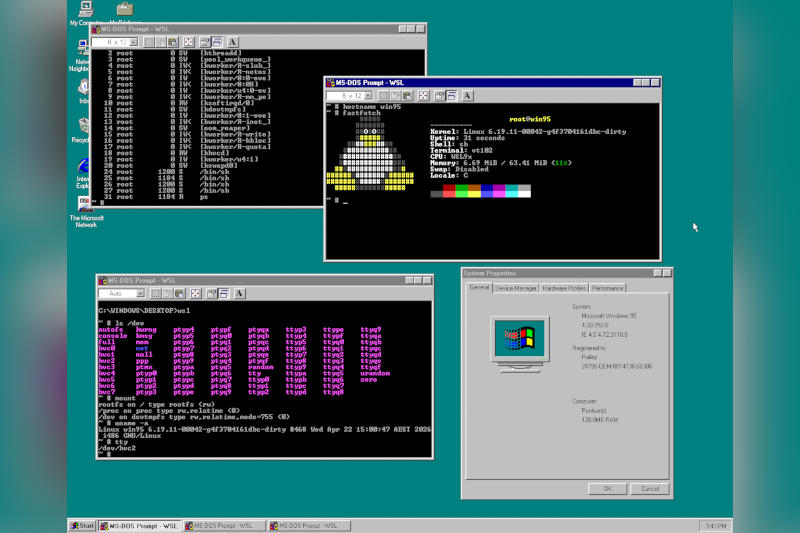 驚くべきトリック：女性がWindows 95で最新のLinuxを起動する