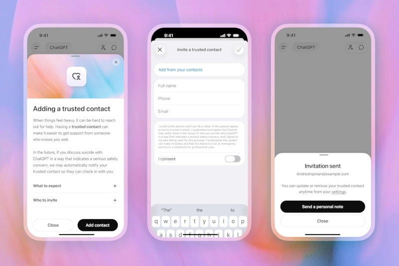 ChatGPTは今、「信頼できる連絡先」を持っており、ユーザーが自分自身に害を与える意図を通知します
