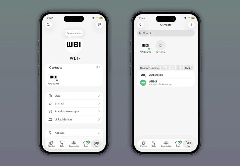 WhatsAppは、他のユーザー一覧とは別にオンライン連絡先のリストを公開する予定です