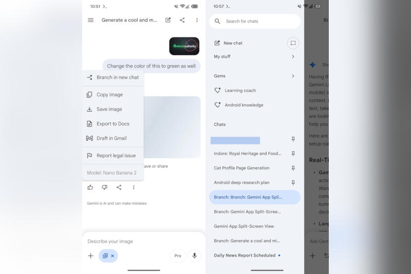 Google Geminiは、ChatGPTのように対話を分割する機能を開始します
