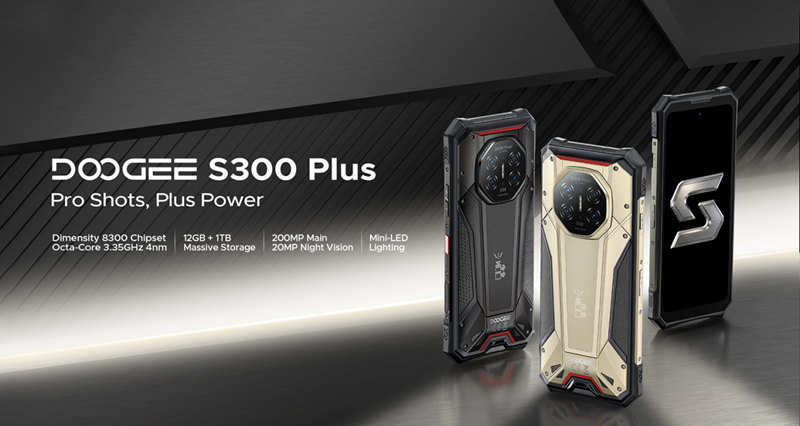 ドゥーギーS300プラスは、Dimensity 8300ベースの信頼性の高い電話で、1 TBのストレージと調整可能なMini-LEDバックライトを備えています