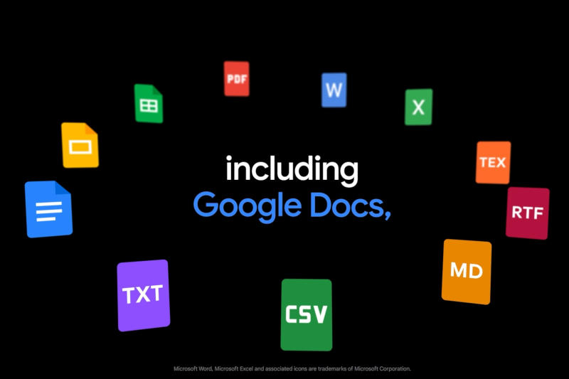 Google Geminiは、簡単なリクエストでWord、Excel、およびその他のファイルタイプを作成できるようになりました